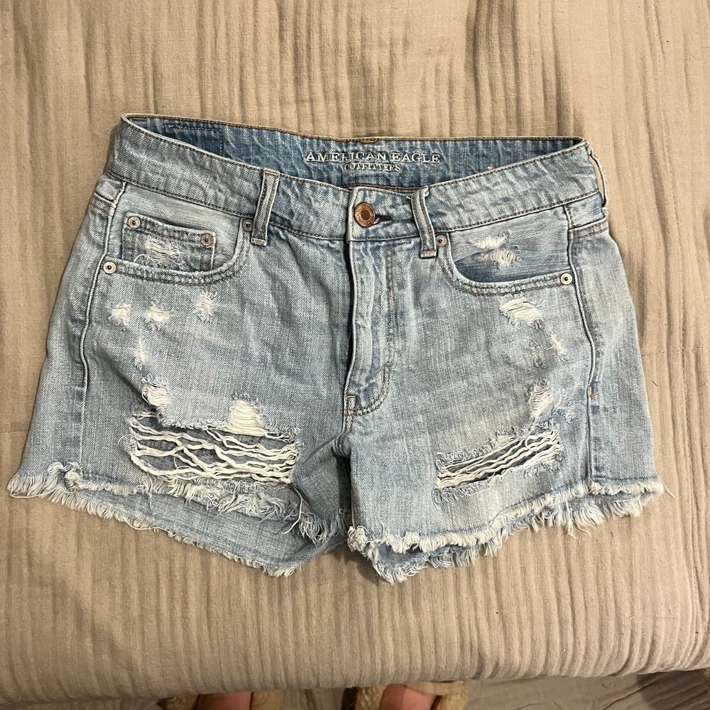 American Eagle Relaxed Fit Ripped Jean Shorts